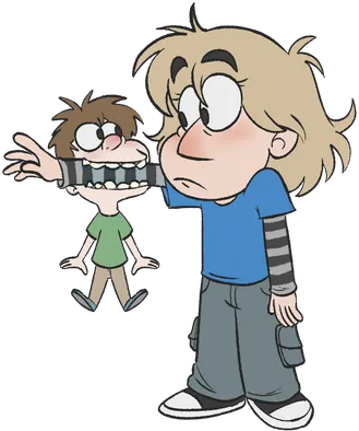 Illustration of a child biting Dani's arm