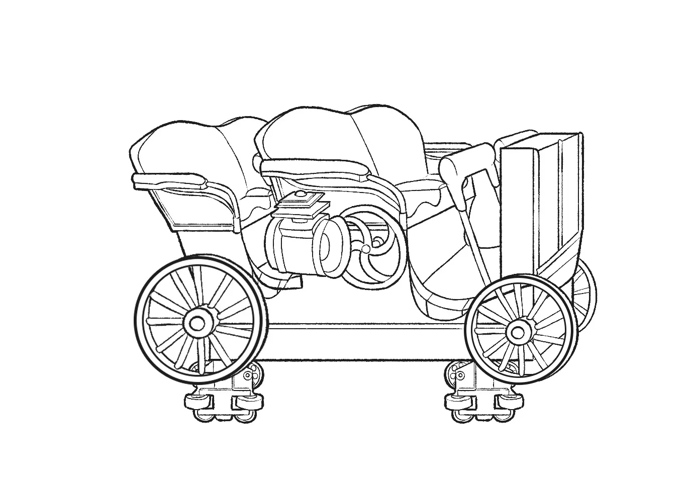 Original ride vehicle concept sketch — coaster version