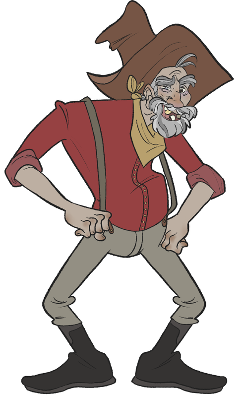 Wild Wyatt, a wild-eyed prospector character, fully colored.