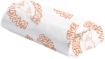 Orange sandwich wrapping paper, wrapped